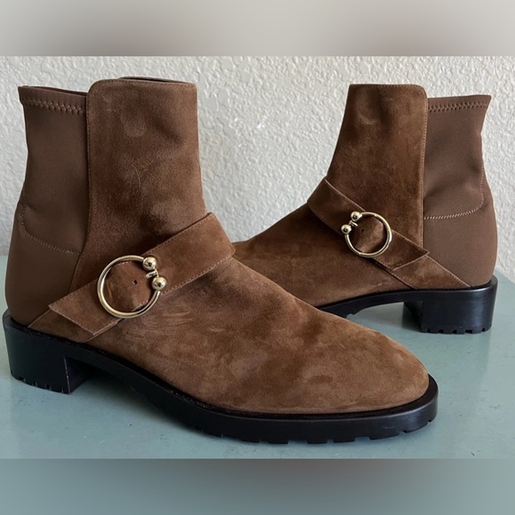 Stuart Weitzman Luxering Brown Suede Stretch Boots Size US 12 $695
